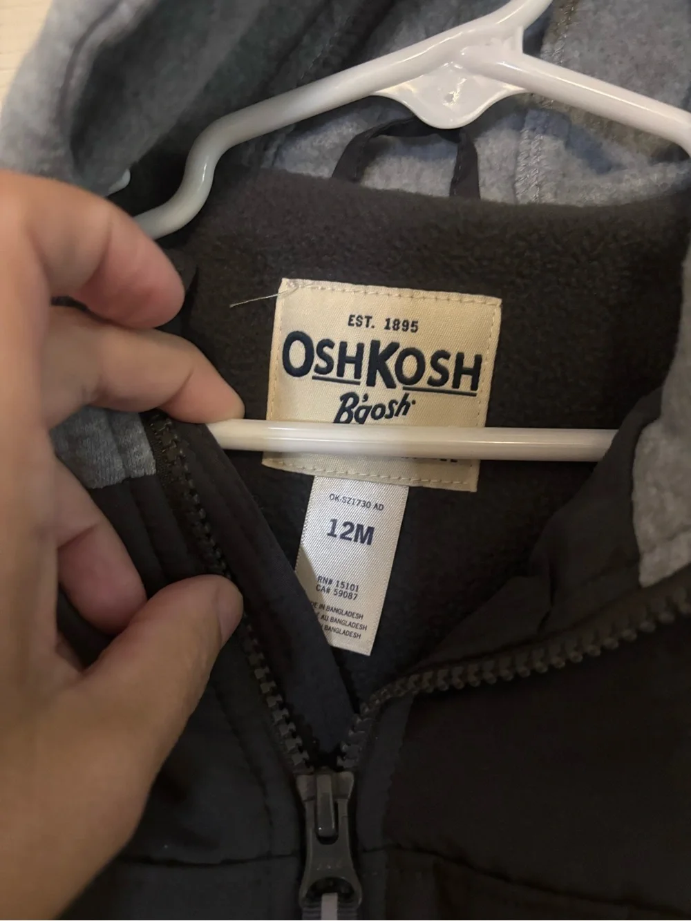 OshKosh B'gosh Black Puffer Jacket with Gray Hood